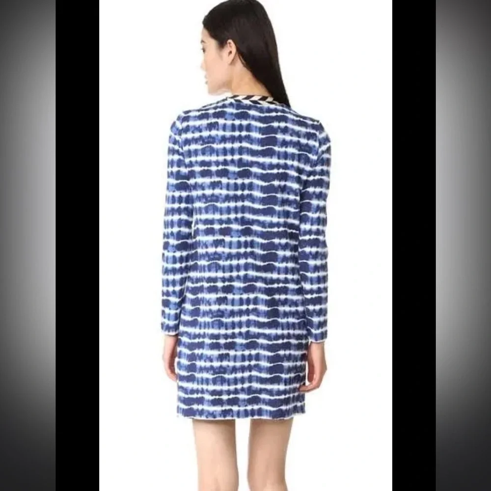 Tory Burch Hollie Dress - Tie Dye Blue $380 cotton brocade woven collar fall